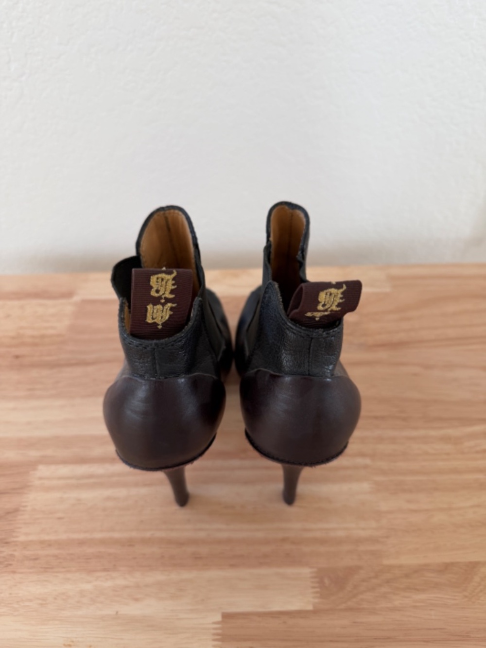 L.A.M.B.~Black Leather Platform Ankle Booties~Size 6M Stiletto Heel - Picture 6 of 10